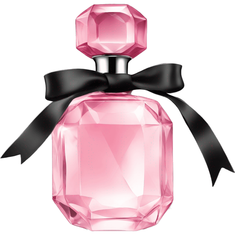 light pink crystal perfume bottle with black ribbon display emoji