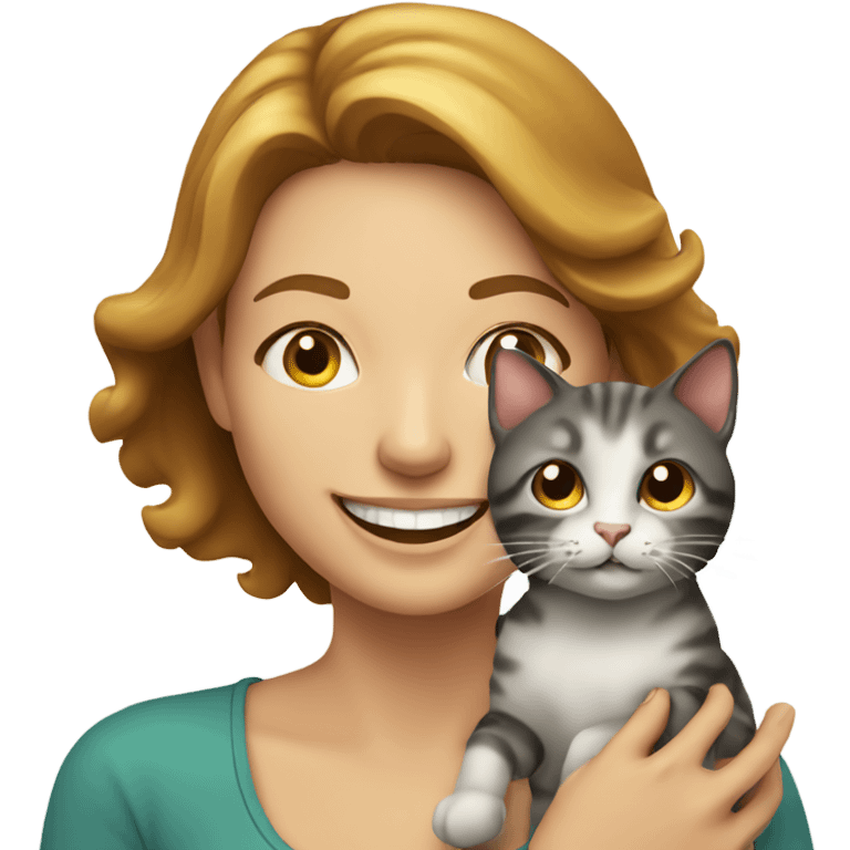 smiling lady with cat indoors emoji