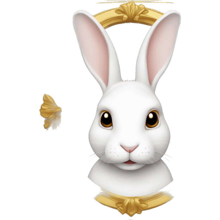 white rabbite face, luxury style, gold border emoji