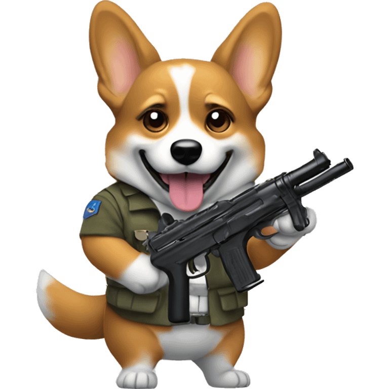 corgi holding a gun emoji