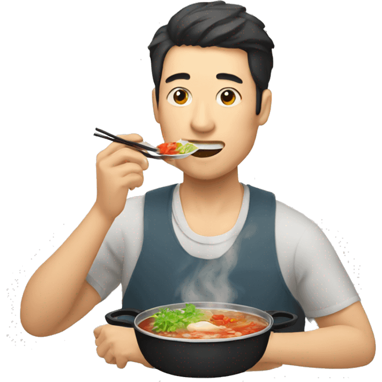 man eating hotpot emoji