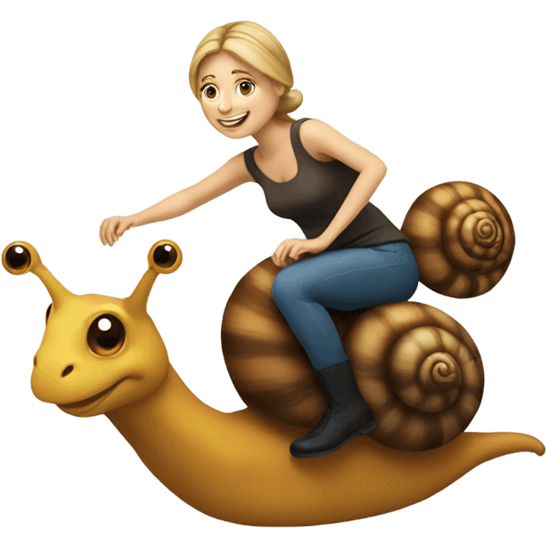 Caucasian Woman riding a snail emoji