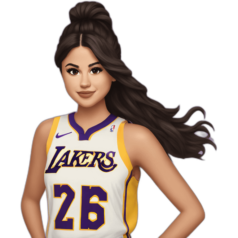 selena gomez wearing lakers jersey emoji