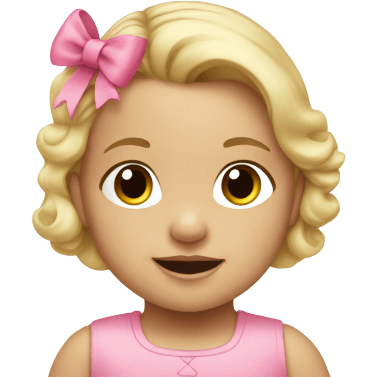 Blonde toddler girl with pink bow  emoji