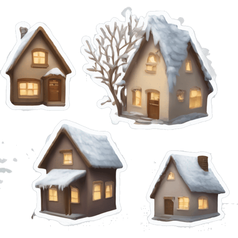 winter aesthetic stickers with home and family emoji