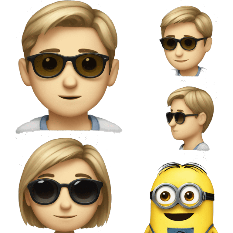 white boy with sunglasses and a minion emoji