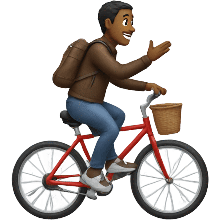 Person on bike waving  emoji