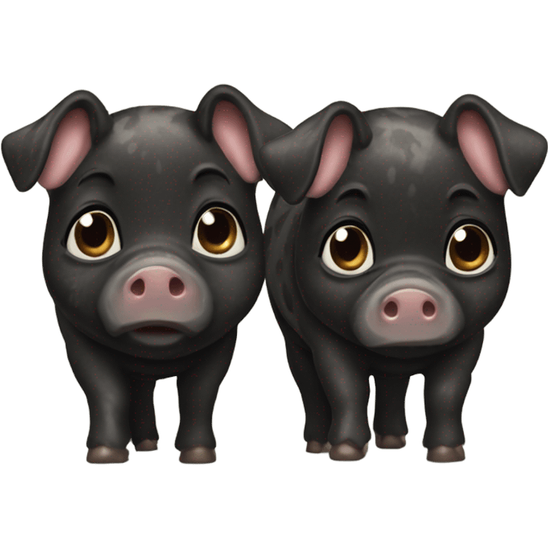 Two black brindle pigs emoji