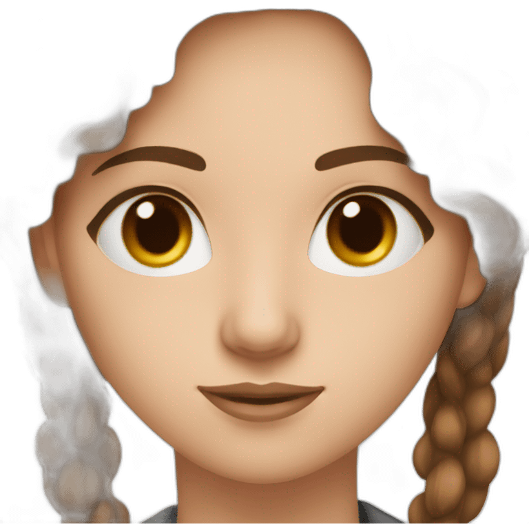 graphic designer woman brown hair with beauty mark id the middle of the nose emoji