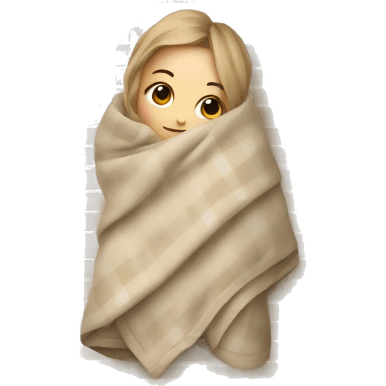 Beige clean girl folded plaid blanket  emoji