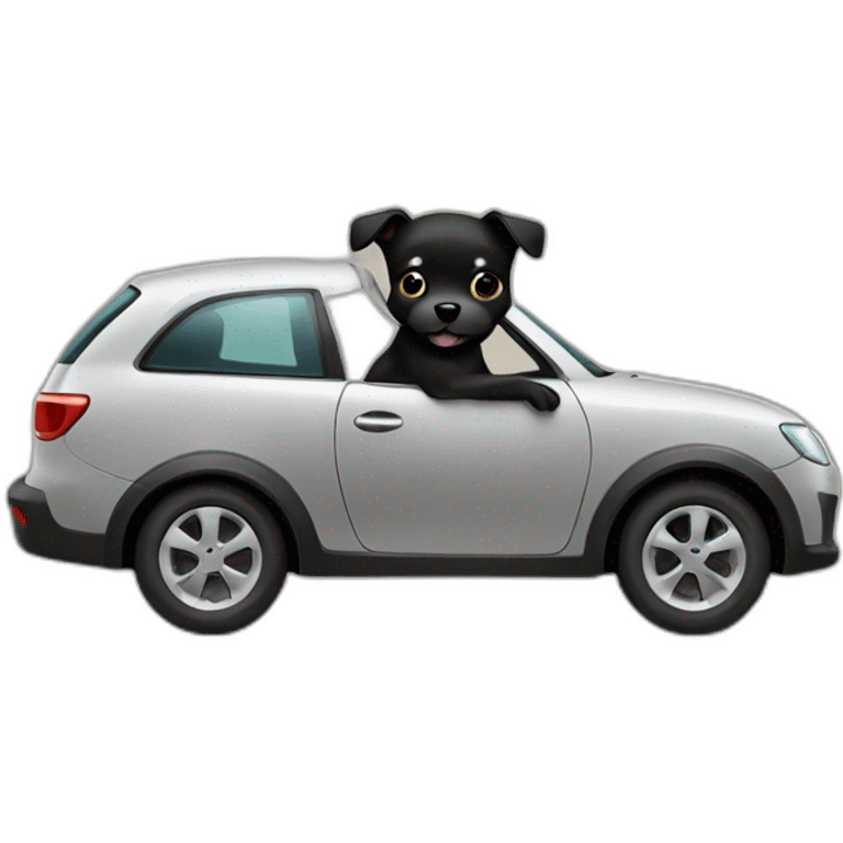 little black dog driving a car emoji