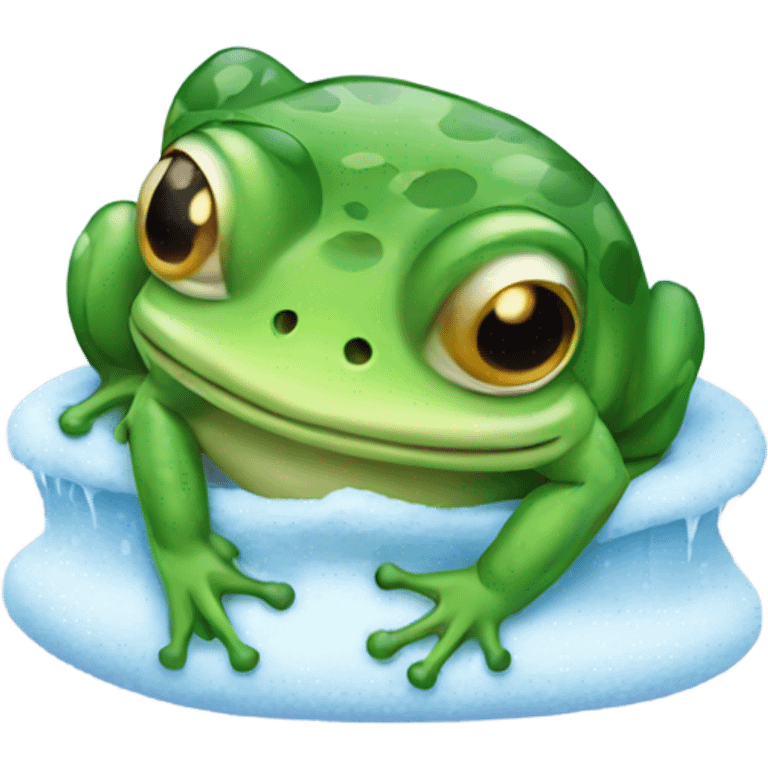 Frog which is freezing emoji