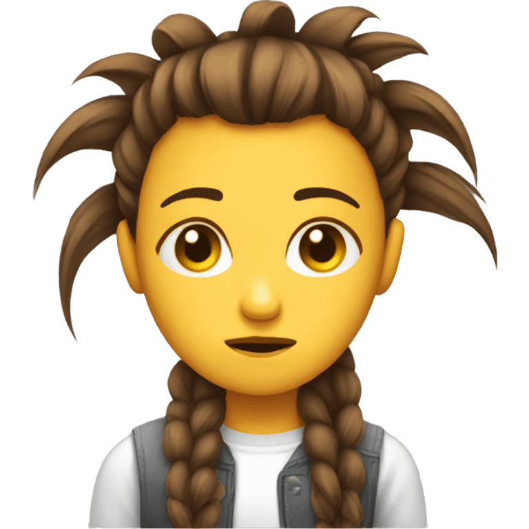 sad girl emoji with mohawk give her brown long hair emoji