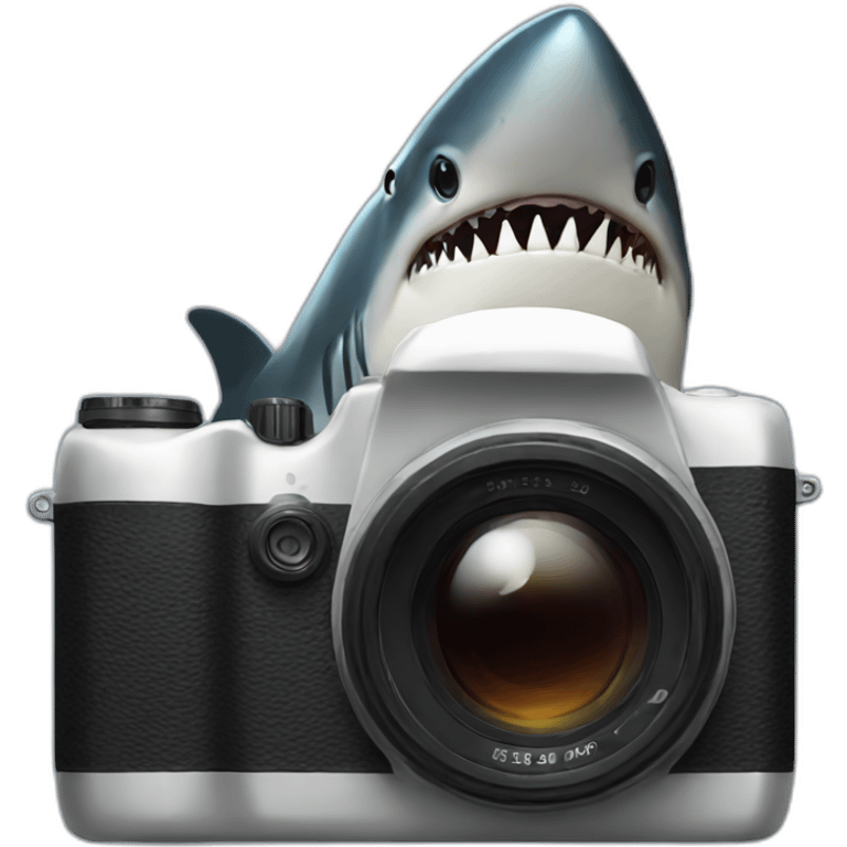 big - camera - with a shark head  emoji