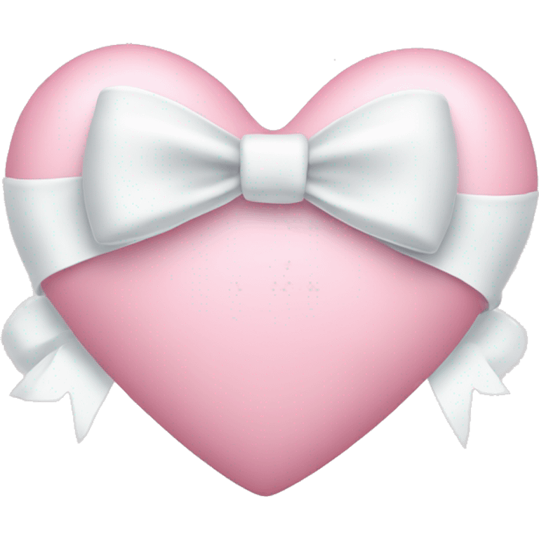 Pastel pink heart with white bow emoji