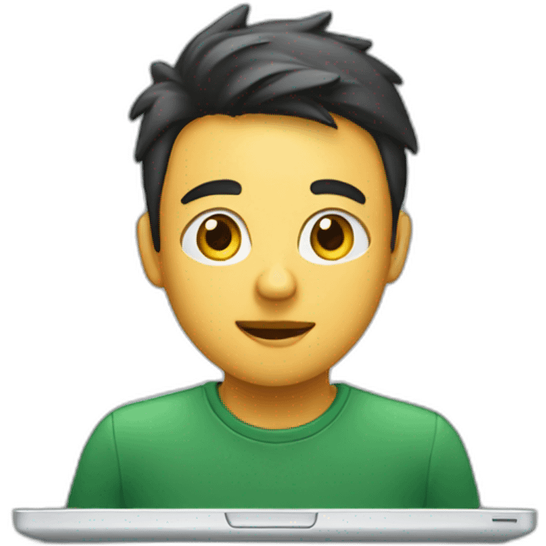 a student looking at a computer emoji