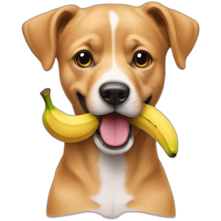 chien qui mange une banane rose emoji