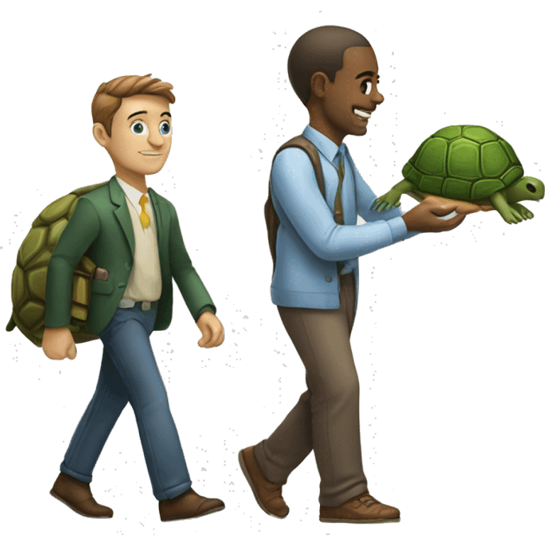 man with 4 fingers, walking a turtle, with a calculator in his left hand emoji