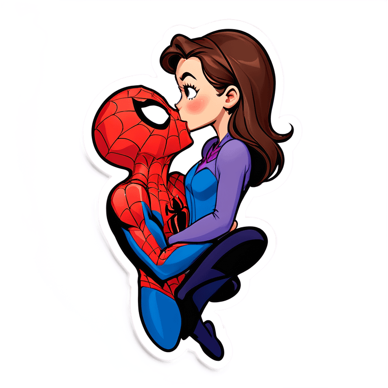 Spiderman kiss Disney girl emoji