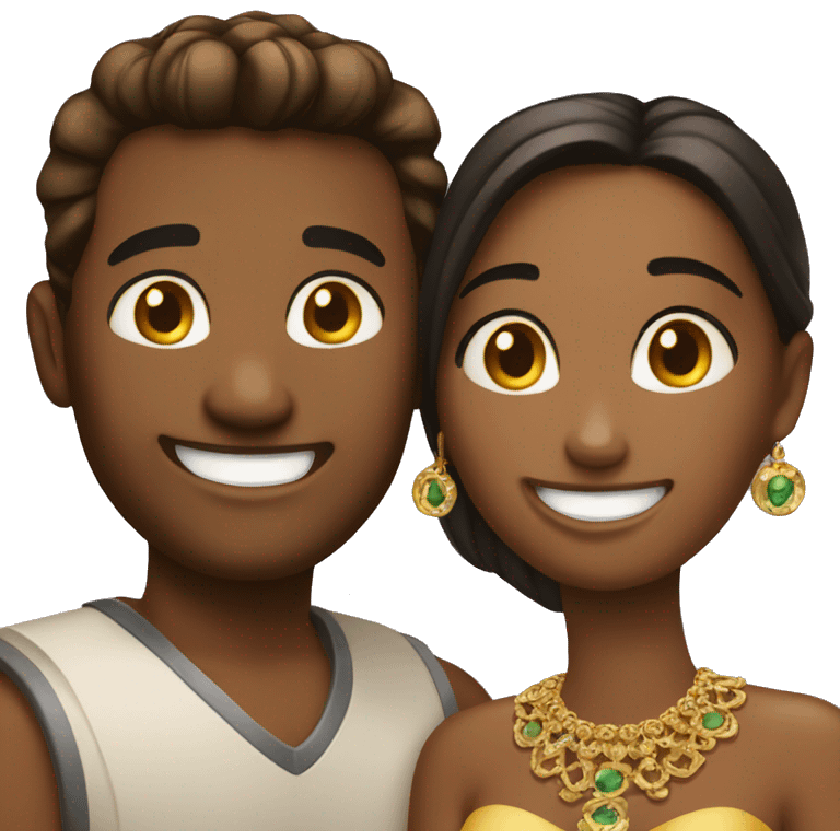 smiling couple with jewelry emoji