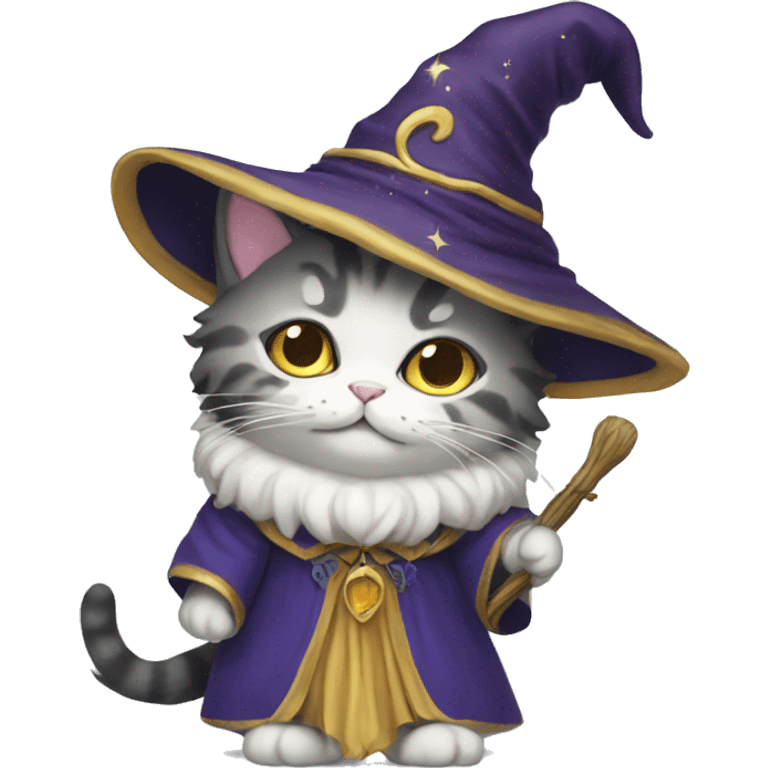 Wizard cat wearing a dress emoji