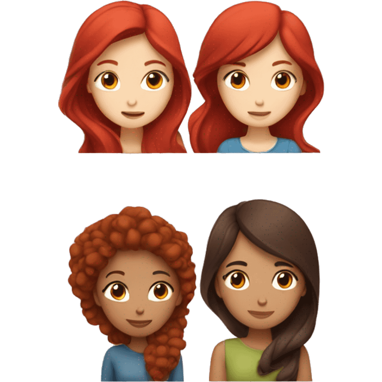 Two girls kissing one with red hair and the other with dark brown hair  emoji