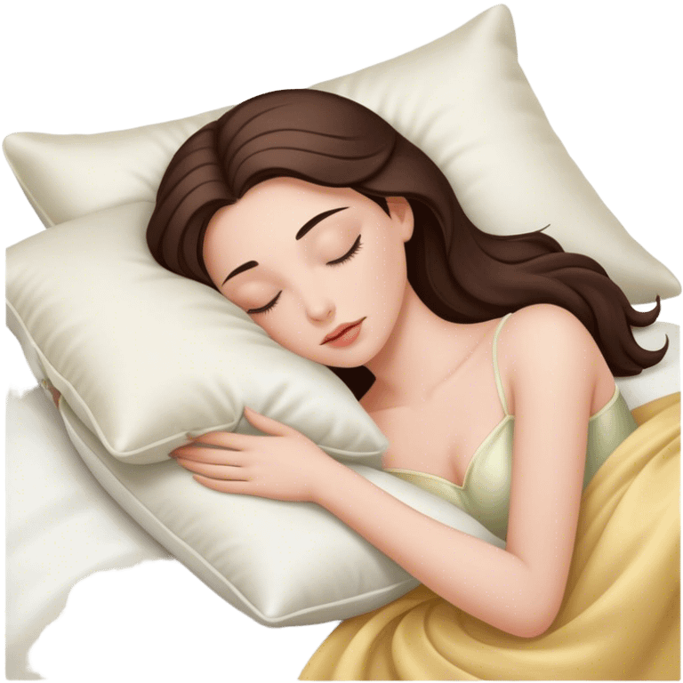 sleeping beauty brunette white girl with a silk pillow emoji