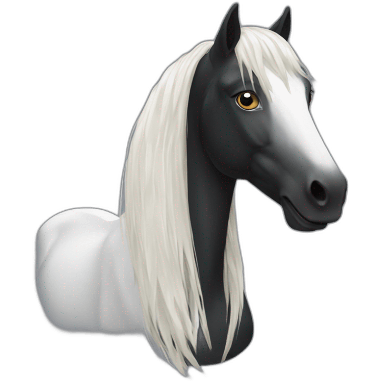 black horse’s head with ling mane and white  emoji