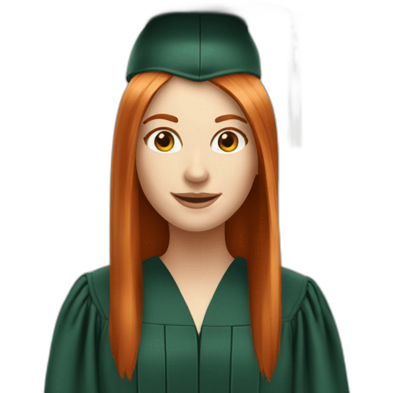 redhead white woman medium long straight hair, celebrating graduation emoji