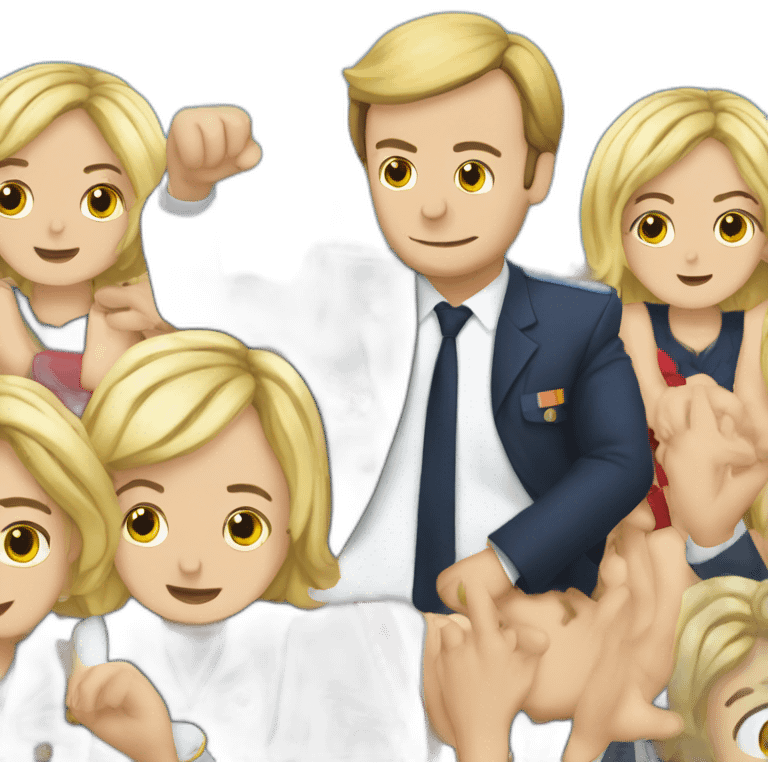 Macron qui embrasse marine lepen emoji