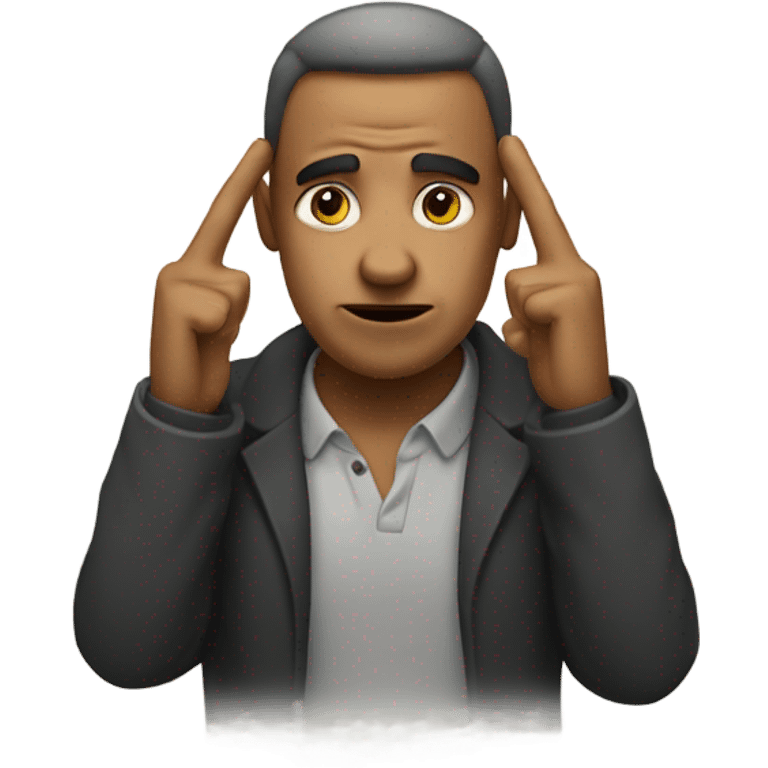 man with two fingers to head emoji