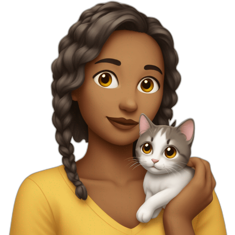 Une fille avec un chaton emoji