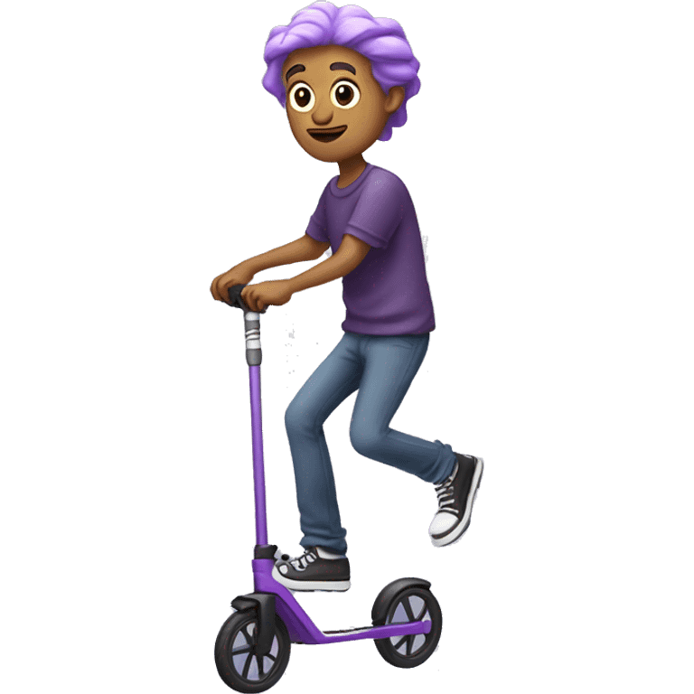 Purple haired white  man riding pogo stick  emoji