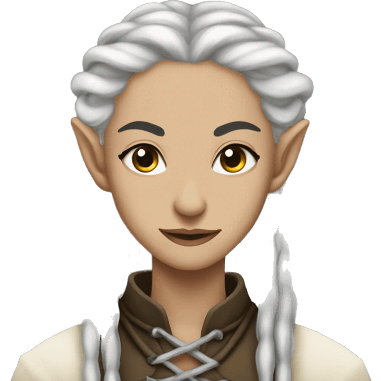 Cottage core dark elf with long braids emoji