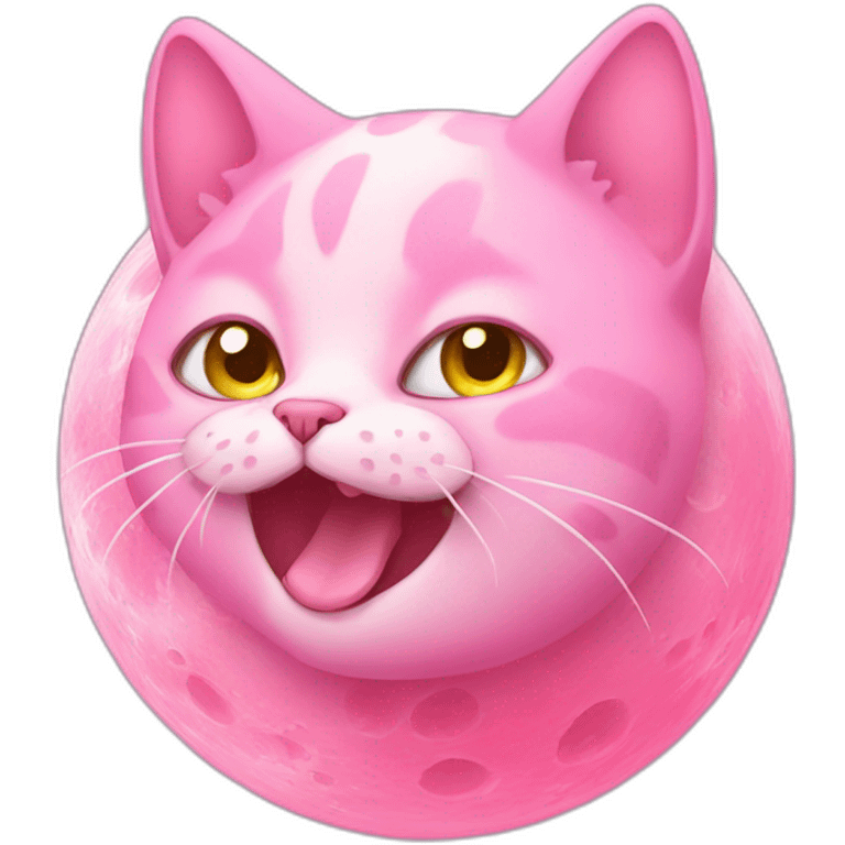 pink cat eat moon emoji