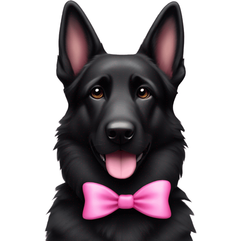 Cute All Black German shepherd dog with pink bow on its head emoji