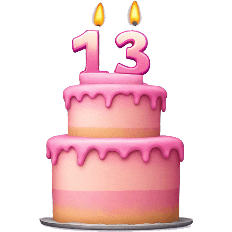 Birthday cake that says 13 at the top that’s pink emoji