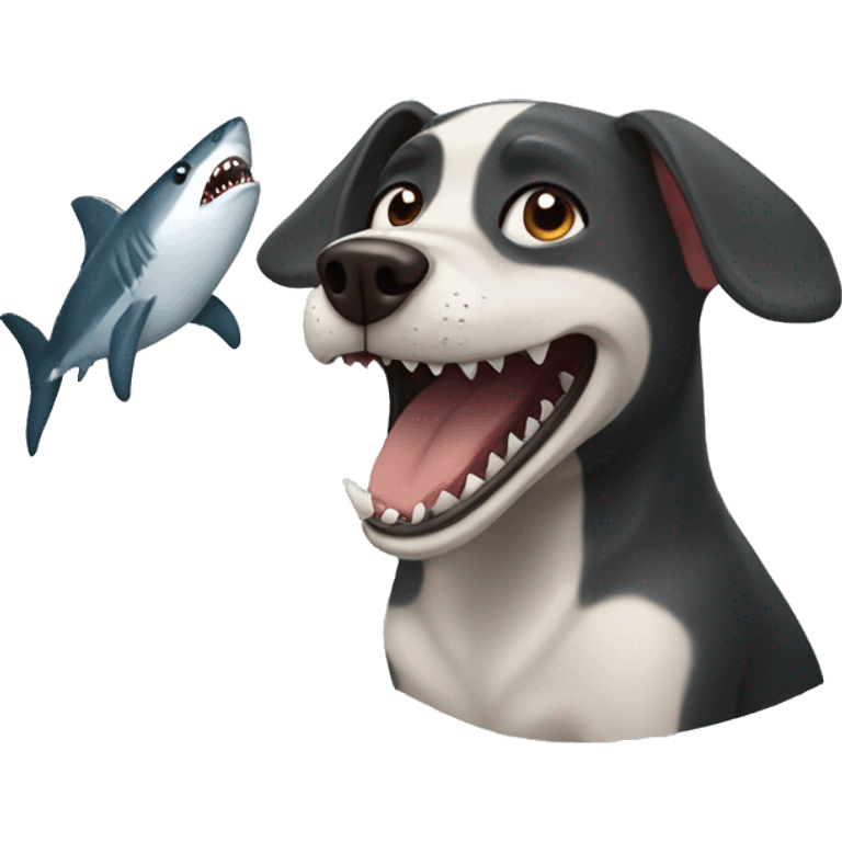 dog etating shark emoji