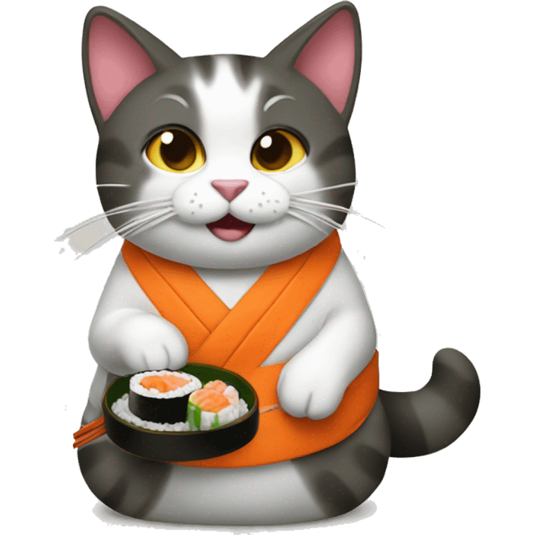 cat eating sushi emoji