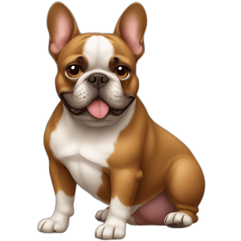 brown fat old french bulldog emoji