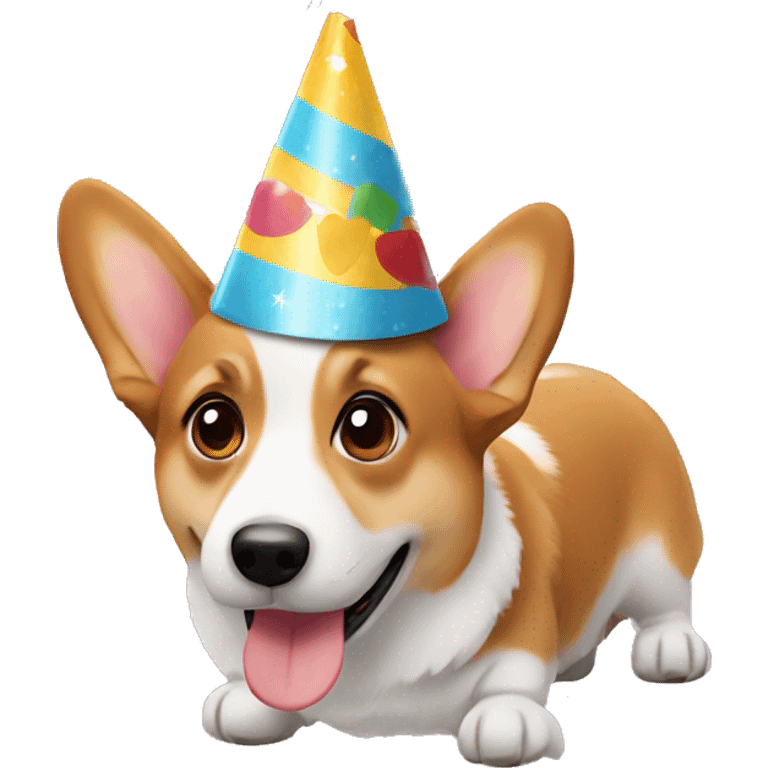 Corgi with a birthday hat emoji