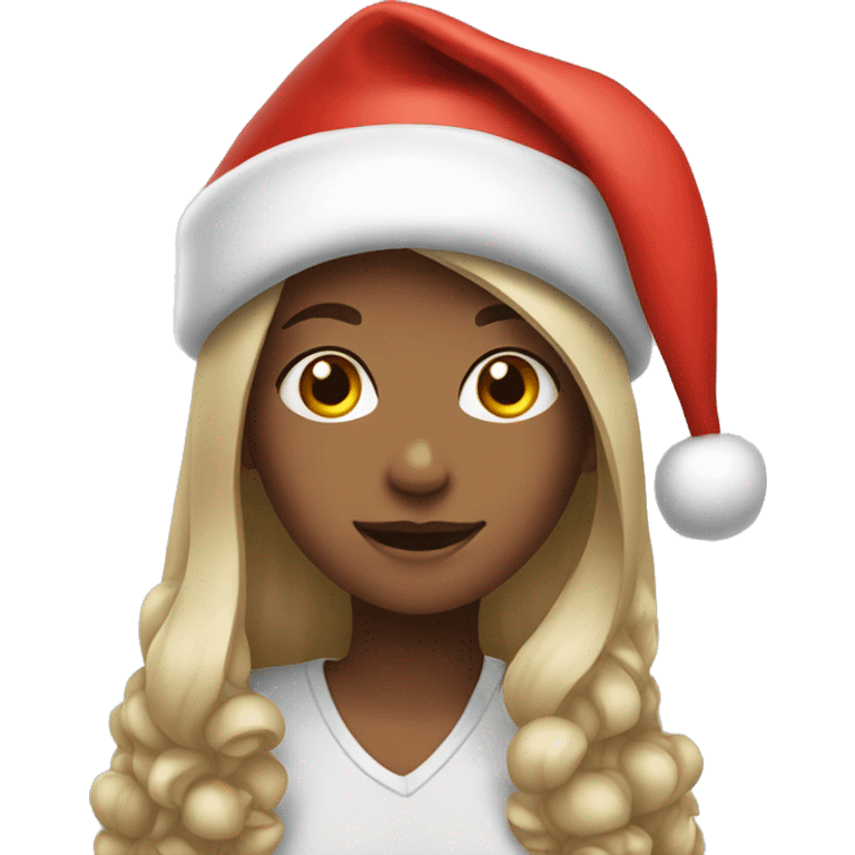 Girl wearing Santa hat emoji