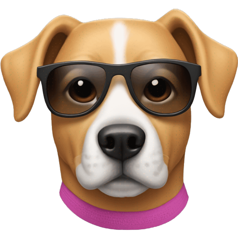 Dog wearing Lululemon clothes and sunglasses emoji