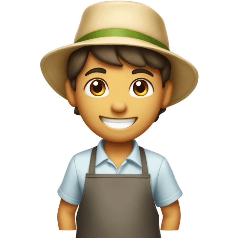 smiling boy in apron hat emoji