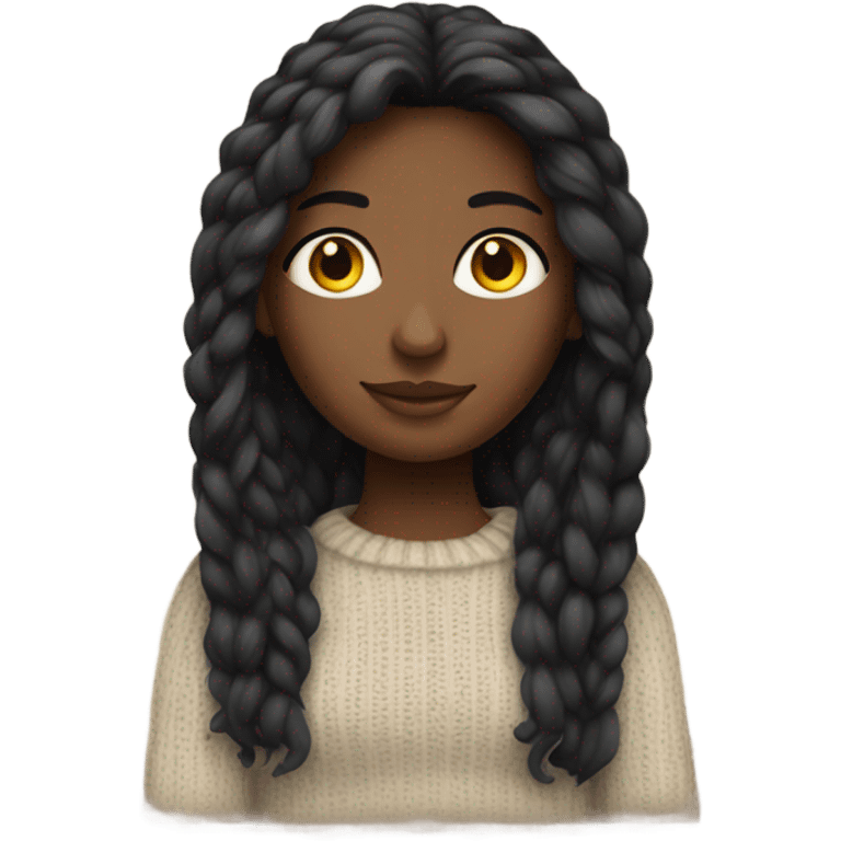 black long haired girl in sweater emoji