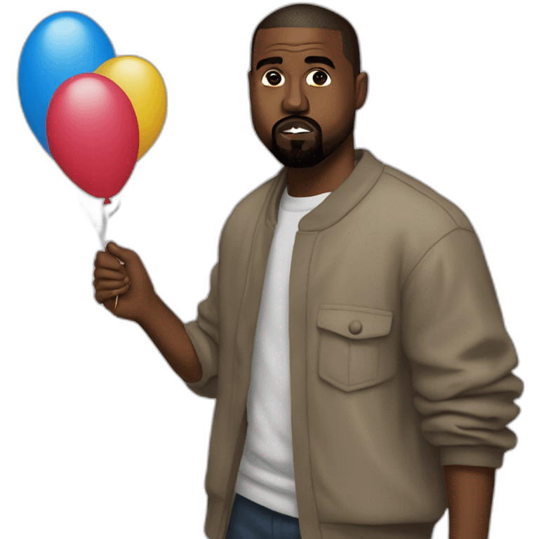 Kanye holding party ballons emoji