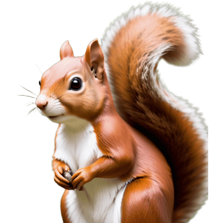 Cinematic Noble Squirrel Portrait Emoji, Poised and regal, with a nimble, agile build and a lush, well-groomed Fur of rich auburn and cream, deep-set soulful bright eyes, Simplified yet sharp and sophisticated features, highly detailed, glowing with a soft, dignified glow, high shine, intelligent and spry, stylized with an air of woodland charm, focused and attentive, soft glowing outline, capturing the essence of a watchful and confident rodent, so majestic it feels as though it could scamper out of the screen with effortless authority! emoji