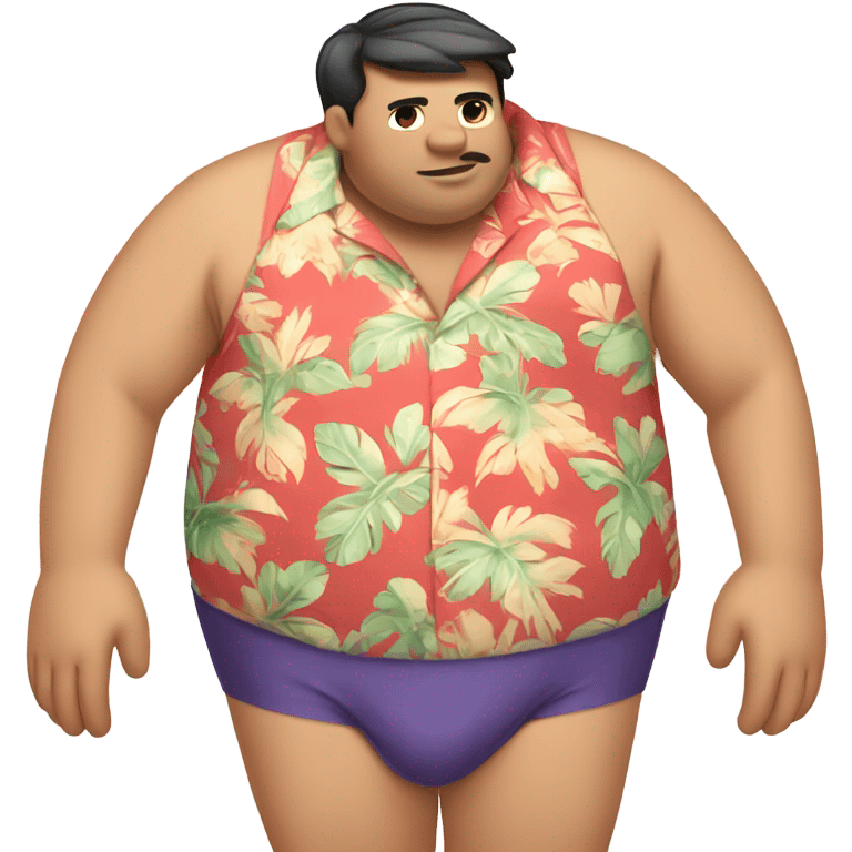 Chubby white guy in hawai shirt and underwear emoji