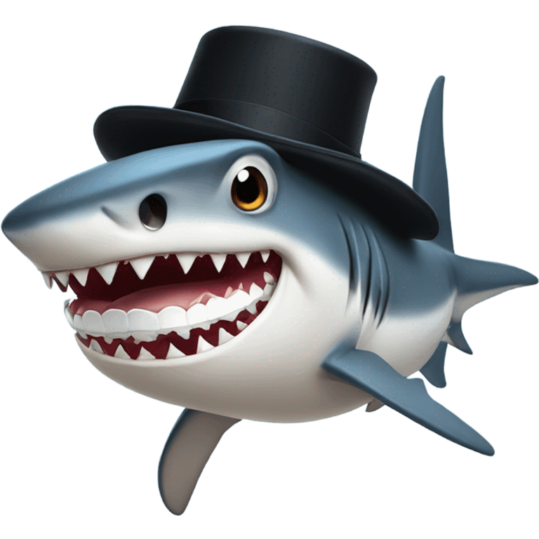 Shark with a top hat emoji