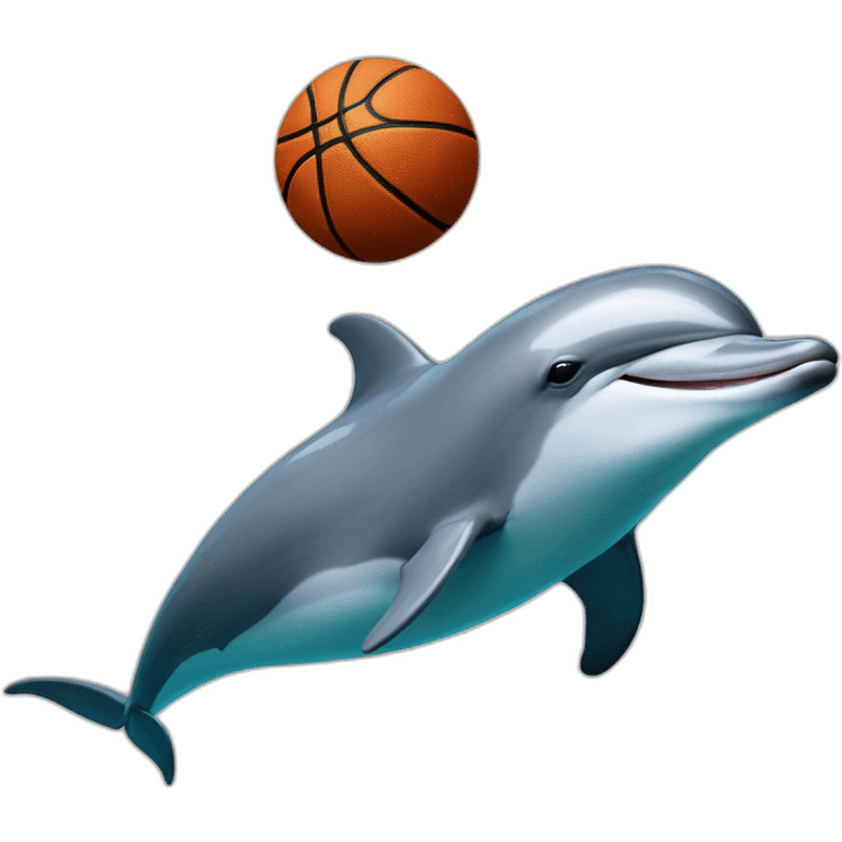 Dolphin with basketball and notice that says "Cherno more Odesos" in front of the dolphin and the ball emoji